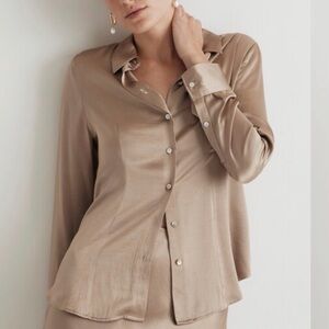 Madewell Darted Satin Button-Up Blouse